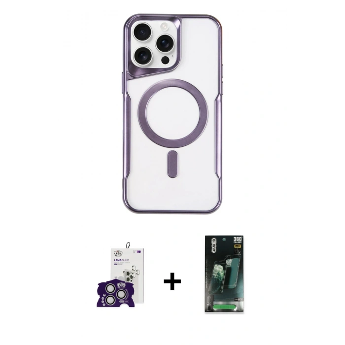 MARSİLYAN™- iPhone 16 Pro Max Kılıf Yadigar Klasik Özel Seri - Siyah 360 Mat Full Body Arka Koruyucu + Bilvis Titan Kamera Lens - GS