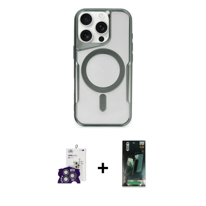 MARSİLYAN™- iPhone 16 Pro Max Kılıf Yadigar Klasik Özel Seri - Siyah 360 Mat Full Body Arka Koruyucu + Bilvis Titan Kamera Lens - GS