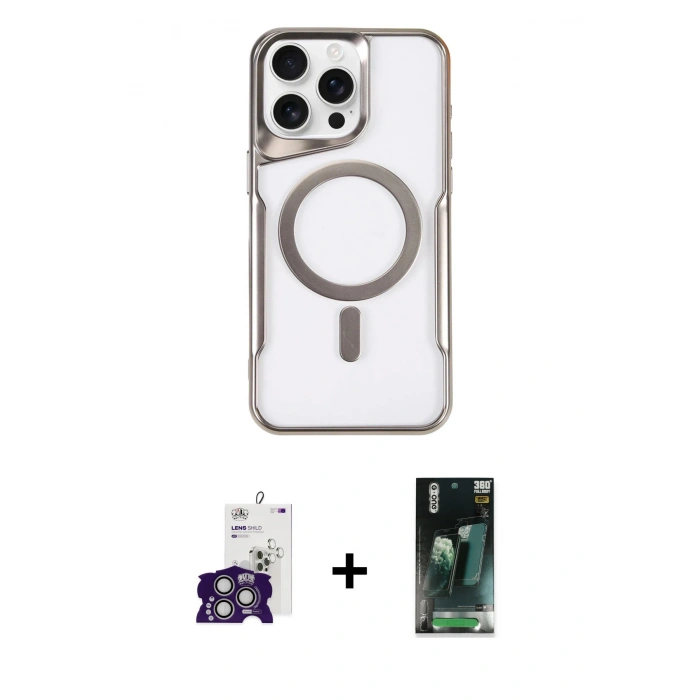 MARSİLYAN™- iPhone 16 Pro Max Kılıf Yadigar Klasik Özel Seri - Siyah 360 Mat Full Body Arka Koruyucu + Bilvis Titan Kamera Lens - GS