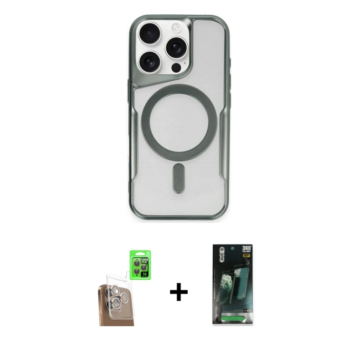MARSİLYAN™- iPhone 16 Pro Max Kılıf Yadigar Klasik Özel Seri - Siyah 360 Mat Full Body Arka Koruyucu + Raze Metal Kamera Lens - CLTM