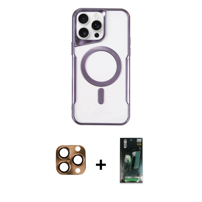 MARSİLYAN™- iPhone 16 Pro Max Kılıf Yadigar Klasik Özel Seri - Siyah 360 Mat Full Body Arka Koruyucu + Çöl Titanyum Pers Alüminyum Kamera Lens
