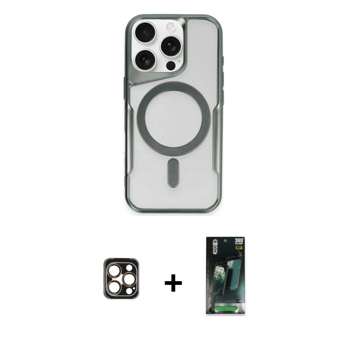 MARSİLYAN™- iPhone 16 Pro Max Kılıf Yadigar Klasik Özel Seri - Siyah 360 Mat Full Body Arka Koruyucu + Gold PVD Metal Kamera Lens