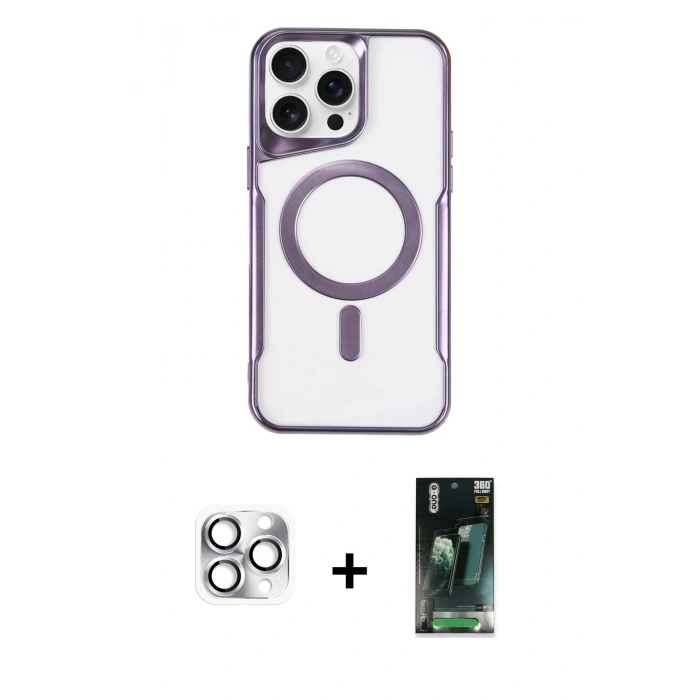 MARSİLYAN™- iPhone 16 Pro Max Kılıf Yadigar Klasik Özel Seri - Siyah 360 Mat Full Body Arka Koruyucu + Pers Alüminyum Kamera Lens - GS