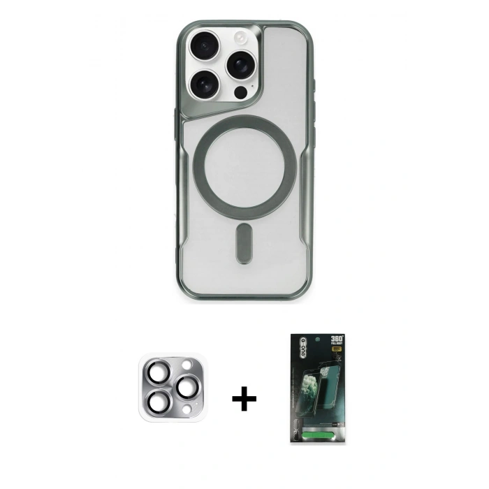 MARSİLYAN™- iPhone 16 Pro Max Kılıf Yadigar Klasik Özel Seri - Siyah 360 Mat Full Body Arka Koruyucu + Pers Alüminyum Kamera Lens - GI