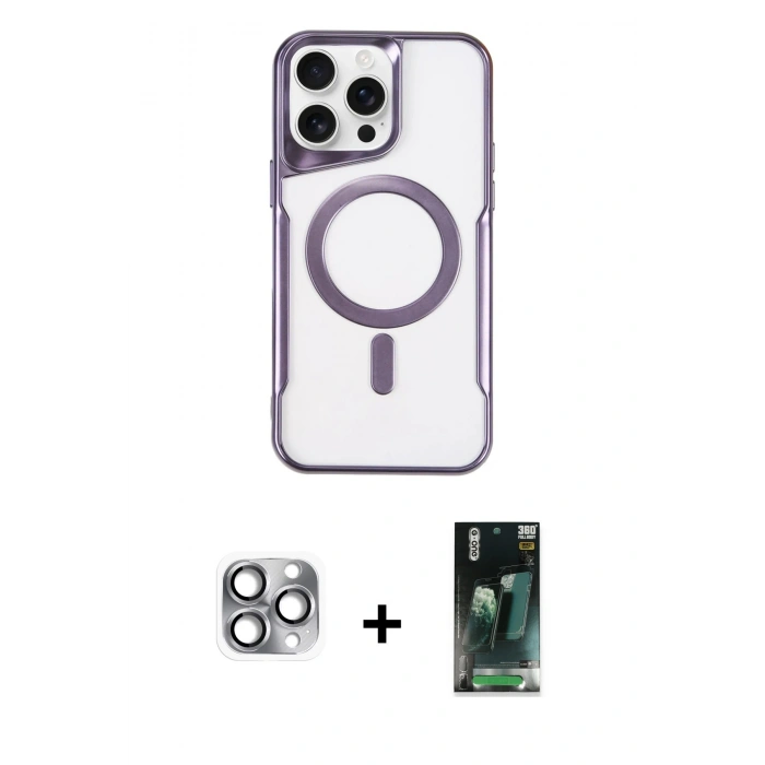MARSİLYAN™- iPhone 16 Pro Max Kılıf Yadigar Klasik Özel Seri - Siyah 360 Mat Full Body Arka Koruyucu + Pers Alüminyum Kamera Lens - GI