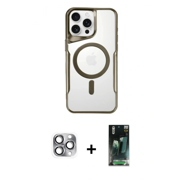 MARSİLYAN™- iPhone 16 Pro Max Kılıf Yadigar Klasik Özel Seri - Siyah 360 Mat Full Body Arka Koruyucu + Pers Alüminyum Kamera Lens - GI