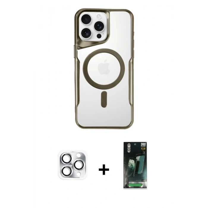 MARSİLYAN™- iPhone 16 Pro Max Kılıf Yadigar Klasik Özel Seri - Siyah 360 Mat Full Body Arka Koruyucu + Pers Alüminyum Kamera Lens - GS