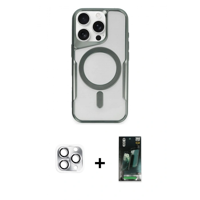MARSİLYAN™- iPhone 16 Pro Max Kılıf Yadigar Klasik Özel Seri - Siyah 360 Mat Full Body Arka Koruyucu + Pers Alüminyum Kamera Lens - GS