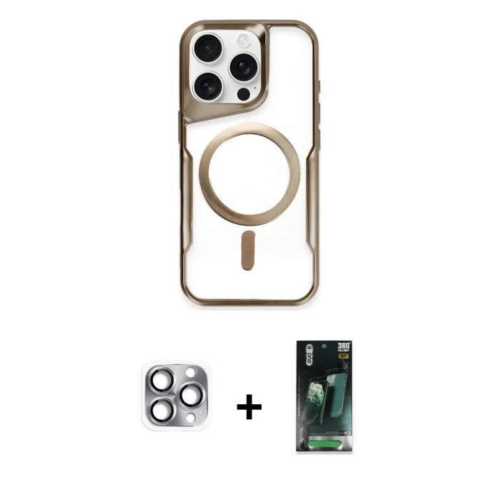 MARSİLYAN™- iPhone 16 Pro Max Kılıf Yadigar Klasik Özel Seri - Siyah 360 Mat Full Body Arka Koruyucu + Pers Alüminyum Kamera Lens - GI