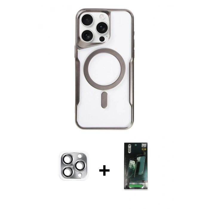 MARSİLYAN™- iPhone 16 Pro Max Kılıf Yadigar Klasik Özel Seri - Siyah 360 Mat Full Body Arka Koruyucu + Pers Alüminyum Kamera Lens - GI