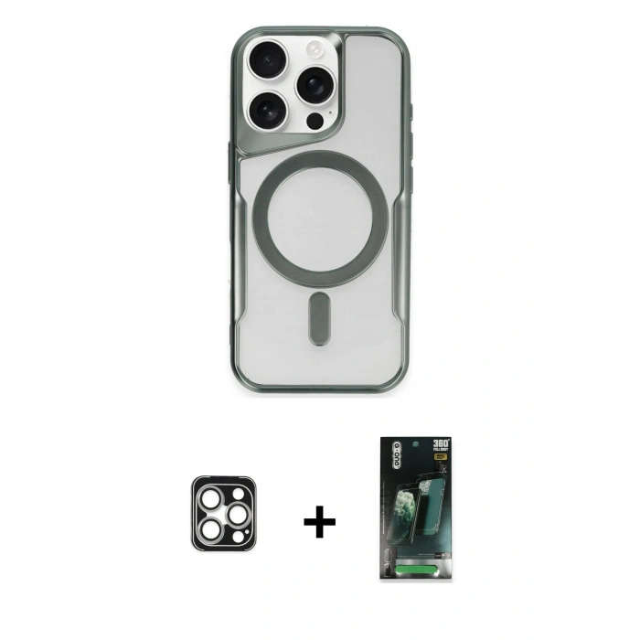MARSİLYAN™- iPhone 16 Pro Max Kılıf Yadigar Klasik Özel Seri - Siyah 360 Mat Full Body Arka Koruyucu + PVD Metal Kamera Lens - GS
