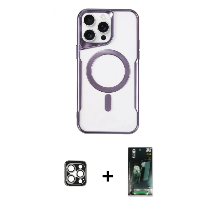MARSİLYAN™- iPhone 16 Pro Max Kılıf Yadigar Klasik Özel Seri - Siyah 360 Mat Full Body Arka Koruyucu + PVD Metal Kamera Lens - GS