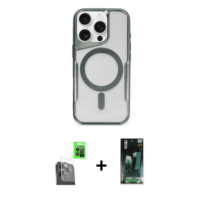 MARSİLYAN™- iPhone 16 Pro Max Kılıf Yadigar Klasik Özel Seri - Siyah 360 Mat Full Body Arka Koruyucu + Raze Metal Kamera Lens - SH