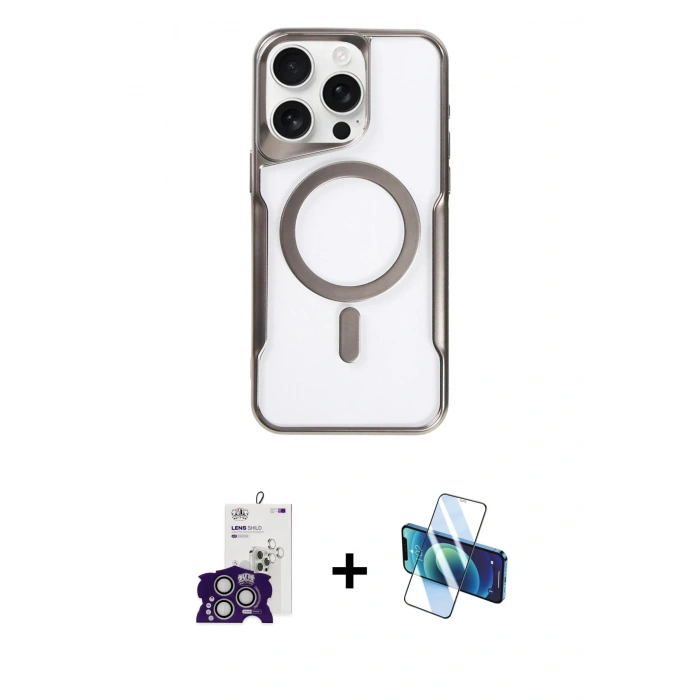 MARSİLYAN™- iPhone 16 Pro Max Kılıf Yadigar Klasik Özel Seri - Siyah 3D Antistatik Cam Ekran Koruyucu + Bilvis Titan Kamera Lens - GS