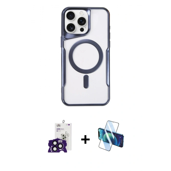 MARSİLYAN™- iPhone 16 Pro Max Kılıf Yadigar Klasik Özel Seri - Siyah 3D Antistatik Cam Ekran Koruyucu + Bilvis Titan Kamera Lens - SH