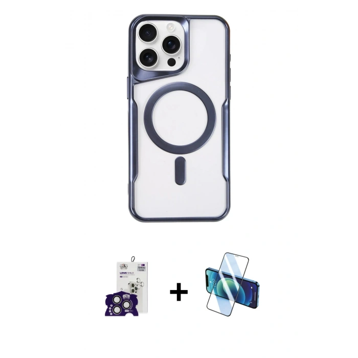 MARSİLYAN™- iPhone 16 Pro Max Kılıf Yadigar Klasik Özel Seri - Siyah 3D Antistatik Cam Ekran Koruyucu + Bilvis Titan Kamera Lens - TMGI