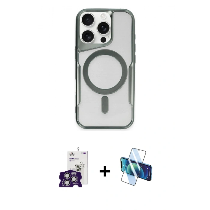 MARSİLYAN™- iPhone 16 Pro Max Kılıf Yadigar Klasik Özel Seri - Siyah 3D Antistatik Cam Ekran Koruyucu + Bilvis Titan Kamera Lens - GS