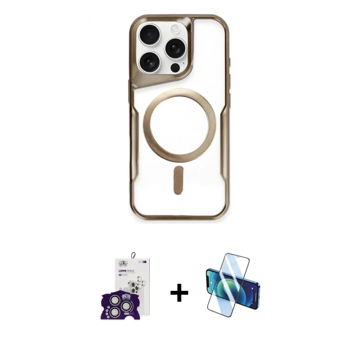 MARSİLYAN™- iPhone 16 Pro Max Kılıf Yadigar Klasik Özel Seri - Siyah 3D Antistatik Cam Ekran Koruyucu + Bilvis Titan Kamera Lens - GS