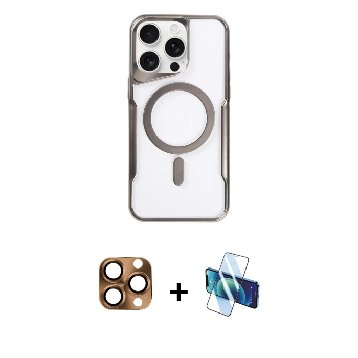 MARSİLYAN™- iPhone 16 Pro Max Kılıf Yadigar Klasik Özel Seri - Siyah 3D Antistatik Cam Ekran Koruyucu + Pers Alüminyum Kamera Lens - CLTM