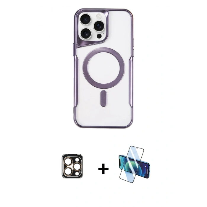 MARSİLYAN™- iPhone 16 Pro Max Kılıf Yadigar Klasik Özel Seri - Siyah 3D Antistatik Cam Ekran Koruyucu + PVD Metal Kamera Lens - GD