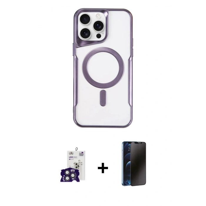 MARSİLYAN™- iPhone 16 Pro Max Kılıf Yadigar Klasik Özel Seri - Siyah 3D Antistatik Hayalet Cam Ekran Koruyucu + Bilvis Titan Kamera Lens - TMGI