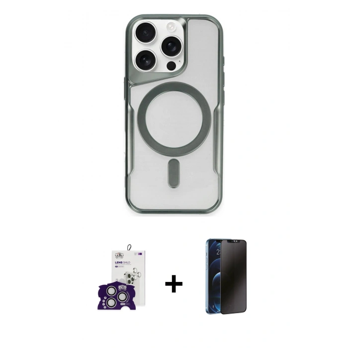MARSİLYAN™- iPhone 16 Pro Max Kılıf Yadigar Klasik Özel Seri - Siyah 3D Antistatik Hayalet Cam Ekran Koruyucu + Bilvis Titan Kamera Lens - GS