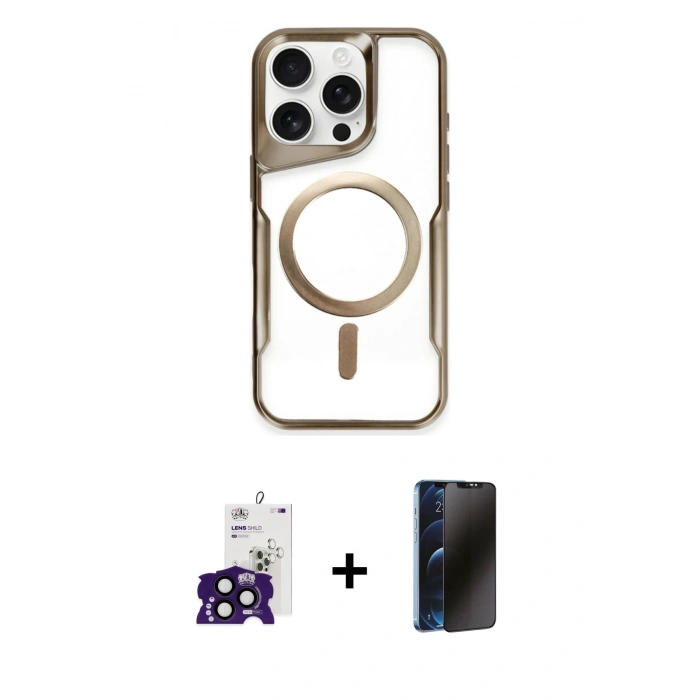 MARSİLYAN™- iPhone 16 Pro Max Kılıf Yadigar Klasik Özel Seri - Siyah 3D Antistatik Hayalet Cam Ekran Koruyucu + Bilvis Titan Kamera Lens - SH