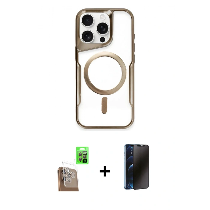 MARSİLYAN™- iPhone 16 Pro Max Kılıf Yadigar Klasik Özel Seri - Siyah 3D Antistatik Hayalet Cam Ekran Koruyucu + Raze Metal Kamera Lens - CLTM