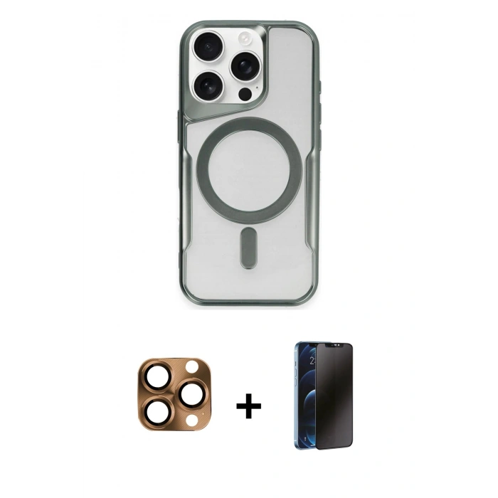 MARSİLYAN™- iPhone 16 Pro Max Kılıf Yadigar Klasik Özel Seri - Siyah 3D Antistatik Hayalet Cam Ekran Koruyucu + Pers Alüminyum Kamera Lens - CLTM