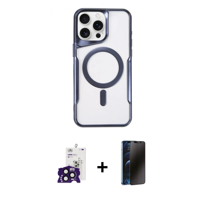 MARSİLYAN™- iPhone 16 Pro Max Kılıf Yadigar Klasik Özel Seri - Siyah 3D Antistatik Hayalet Cam Ekran Koruyucu + Bilvis Titan Kamera Lens - SH
