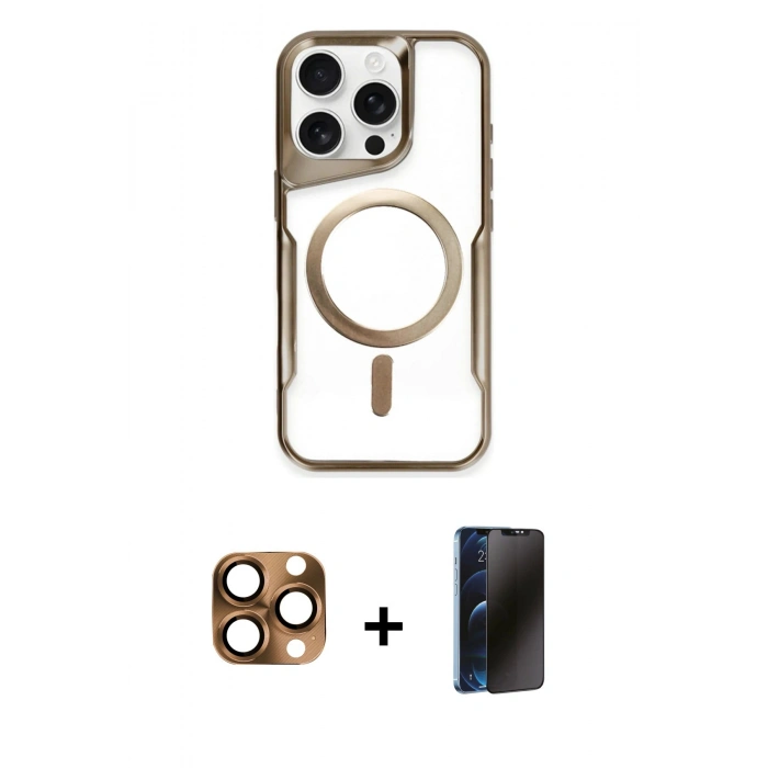 MARSİLYAN™- iPhone 16 Pro Max Kılıf Yadigar Klasik Özel Seri - Siyah 3D Antistatik Hayalet Cam Ekran Koruyucu + Pers Alüminyum Kamera Lens - CLTM