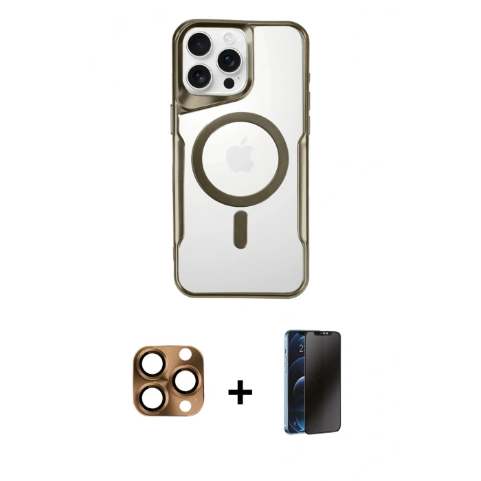 MARSİLYAN™- iPhone 16 Pro Max Kılıf Yadigar Klasik Özel Seri - Siyah 3D Antistatik Hayalet Cam Ekran Koruyucu + Pers Alüminyum Kamera Lens - CLTM