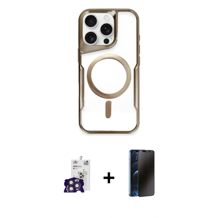 MARSİLYAN™- iPhone 16 Pro Max Kılıf Yadigar Klasik Özel Seri - Siyah 3D Antistatik Hayalet Cam Ekran Koruyucu + Bilvis Titan Kamera Lens - TMGI