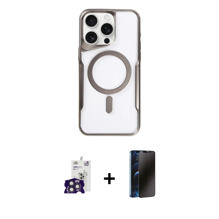 MARSİLYAN™- iPhone 16 Pro Max Kılıf Yadigar Klasik Özel Seri - Siyah 3D Antistatik Hayalet Cam Ekran Koruyucu + Bilvis Titan Kamera Lens - TMGI