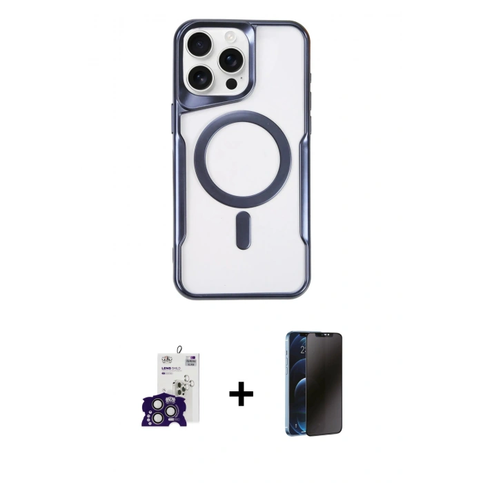 MARSİLYAN™- iPhone 16 Pro Max Kılıf Yadigar Klasik Özel Seri - Siyah 3D Antistatik Hayalet Cam Ekran Koruyucu + Bilvis Titan Kamera Lens - TMGI