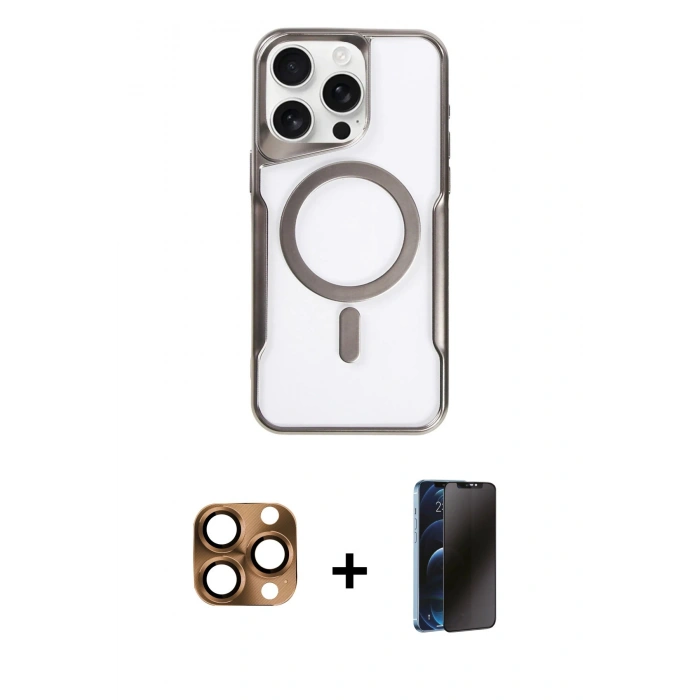 MARSİLYAN™- iPhone 16 Pro Max Kılıf Yadigar Klasik Özel Seri - Siyah 3D Antistatik Hayalet Cam Ekran Koruyucu + Pers Alüminyum Kamera Lens - CLTM