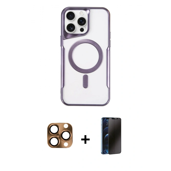 MARSİLYAN™- iPhone 16 Pro Max Kılıf Yadigar Klasik Özel Seri - Siyah 3D Antistatik Hayalet Cam Ekran Koruyucu + Pers Alüminyum Kamera Lens - CLTM