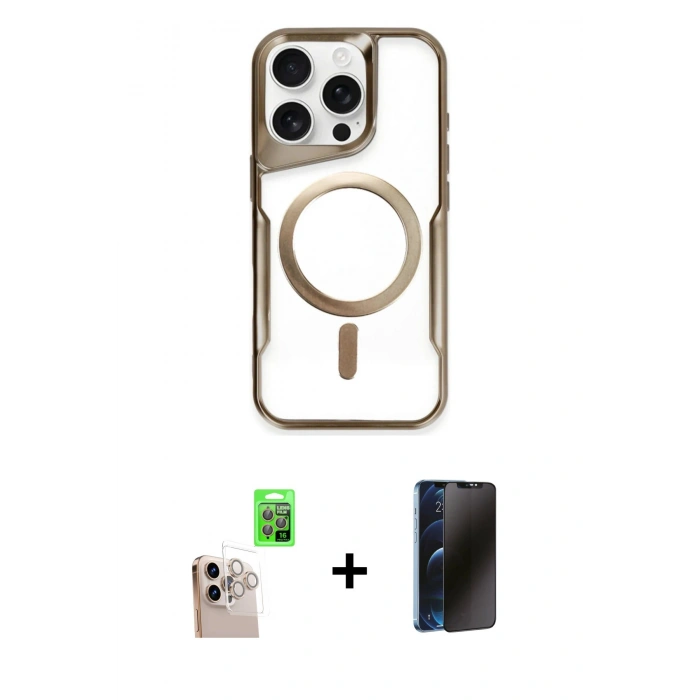 MARSİLYAN™- iPhone 16 Pro Max Kılıf Yadigar Klasik Özel Seri - Siyah 3D Antistatik Hayalet Cam Ekran Koruyucu + Raze Metal Kamera Lens - NLGY