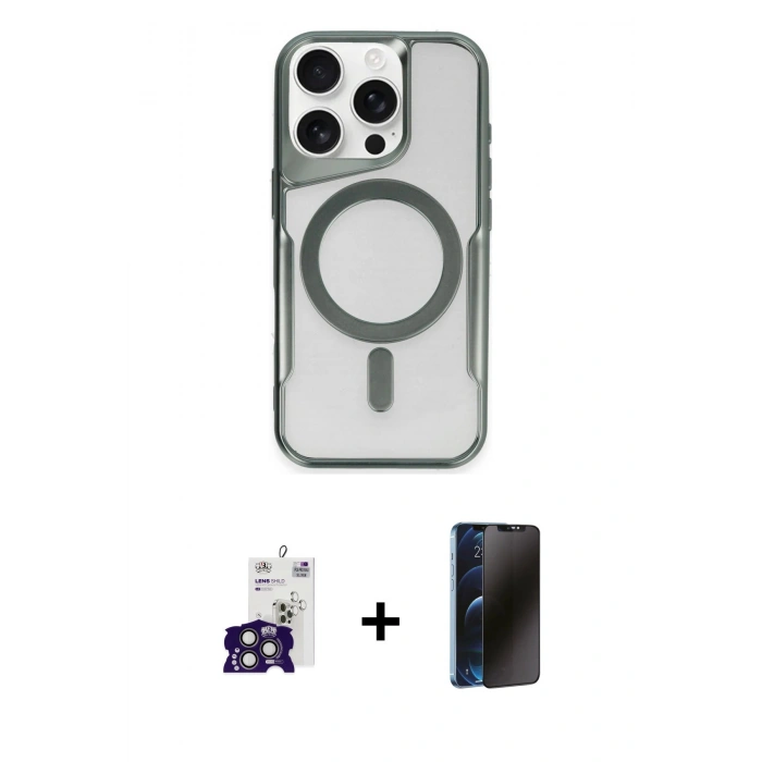 MARSİLYAN™- iPhone 16 Pro Max Kılıf Yadigar Klasik Özel Seri - Siyah 3D Antistatik Hayalet Cam Ekran Koruyucu + Bilvis Titan Kamera Lens - TMGI
