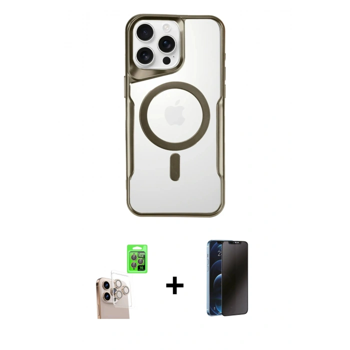 MARSİLYAN™- iPhone 16 Pro Max Kılıf Yadigar Klasik Özel Seri - Siyah 3D Antistatik Hayalet Cam Ekran Koruyucu + Raze Metal Kamera Lens - NLGY