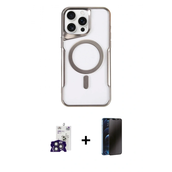 MARSİLYAN™- iPhone 16 Pro Max Kılıf Yadigar Klasik Özel Seri - Siyah 3D Antistatik Hayalet Cam Ekran Koruyucu + Bilvis Titan Kamera Lens - TMGI