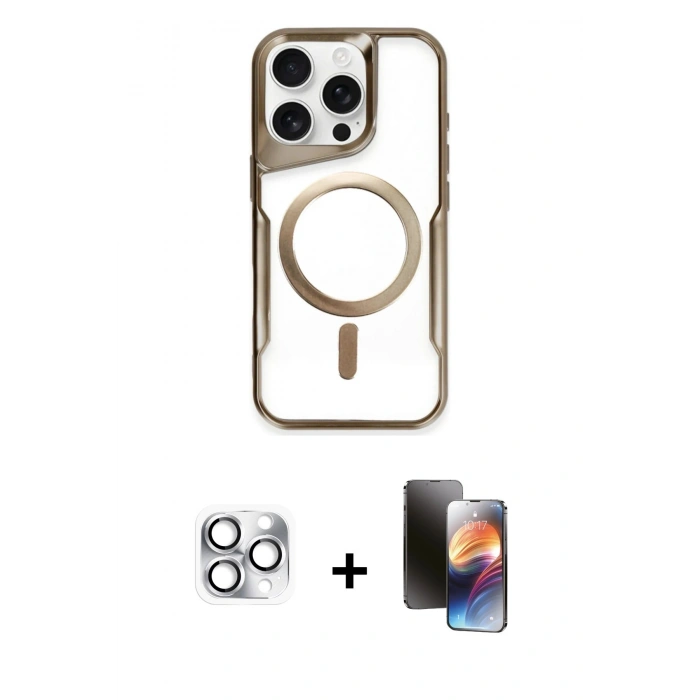 MARSİLYAN™- iPhone 16 Pro Max Kılıf Yadigar Klasik Özel Seri - Siyah 3D Antistatik Mat Seramik Nano Ekran Koruyucu + Gümüş Pers Alüminyum Kamera Lens