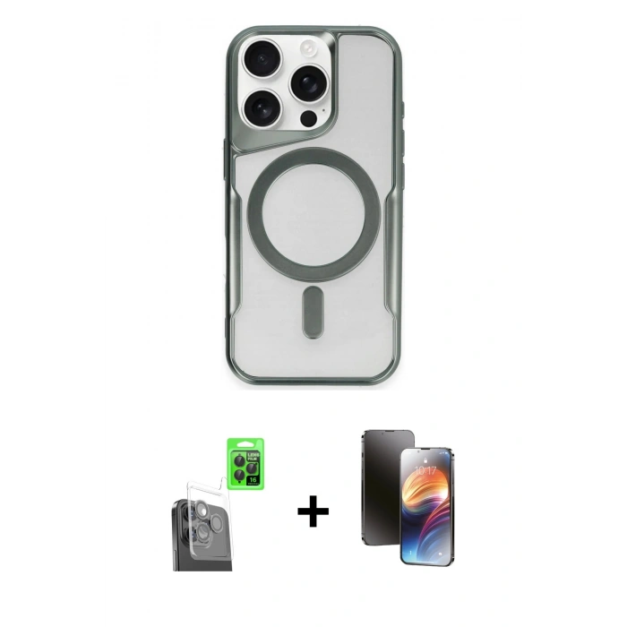 MARSİLYAN™- iPhone 16 Pro Max Kılıf Yadigar Klasik Özel Seri - Siyah 3D Antistatik Mat Seramik Nano Ekran Koruyucu + Raze Metal Kamera Lens - SH