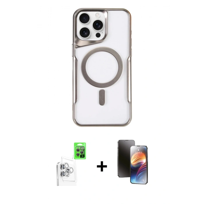 MARSİLYAN™- iPhone 16 Pro Max Kılıf Yadigar Klasik Özel Seri - Siyah 3D Antistatik Mat Seramik Nano Ekran Koruyucu + Raze Metal Kamera Lens - BZ