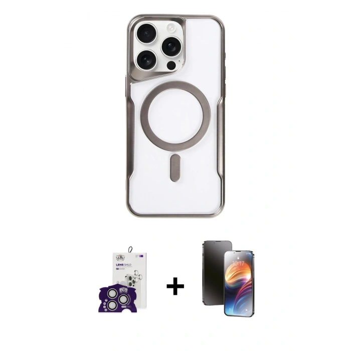 MARSİLYAN™- iPhone 16 Pro Max Kılıf Yadigar Klasik Özel Seri - Siyah 3D Antistatik Mat Seramik Nano Ekran Koruyucu + Bilvis Titan Kamera Lens - GS