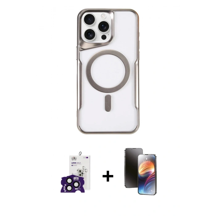 MARSİLYAN™- iPhone 16 Pro Max Kılıf Yadigar Klasik Özel Seri - Siyah 3D Antistatik Mat Seramik Nano Ekran Koruyucu + Bilvis Titan Kamera Lens - SH