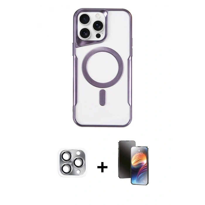 MARSİLYAN™- iPhone 16 Pro Max Kılıf Yadigar Klasik Özel Seri - Siyah 3D Antistatik Mat Seramik Nano Ekran Koruyucu + Pers Alüminyum Kamera Lens - GI