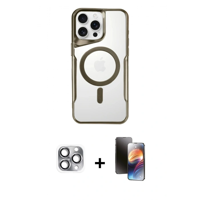 MARSİLYAN™- iPhone 16 Pro Max Kılıf Yadigar Klasik Özel Seri - Siyah 3D Antistatik Mat Seramik Nano Ekran Koruyucu + Pers Alüminyum Kamera Lens - GI