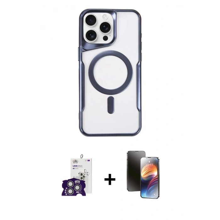 MARSİLYAN™- iPhone 16 Pro Max Kılıf Yadigar Klasik Özel Seri - Siyah 3D Antistatik Mat Seramik Nano Ekran Koruyucu + Bilvis Titan Kamera Lens - GS