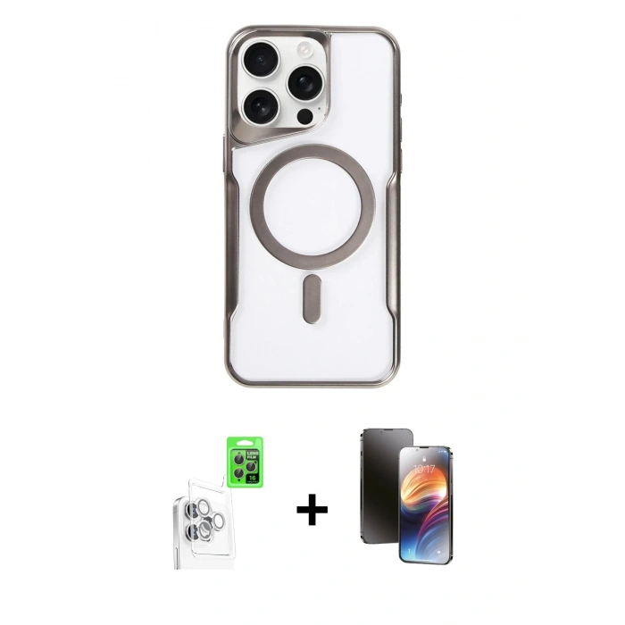 MARSİLYAN™- iPhone 16 Pro Max Kılıf Yadigar Klasik Özel Seri - Siyah 3D Antistatik Mat Seramik Nano Ekran Koruyucu + Raze Metal Kamera Lens - BZ